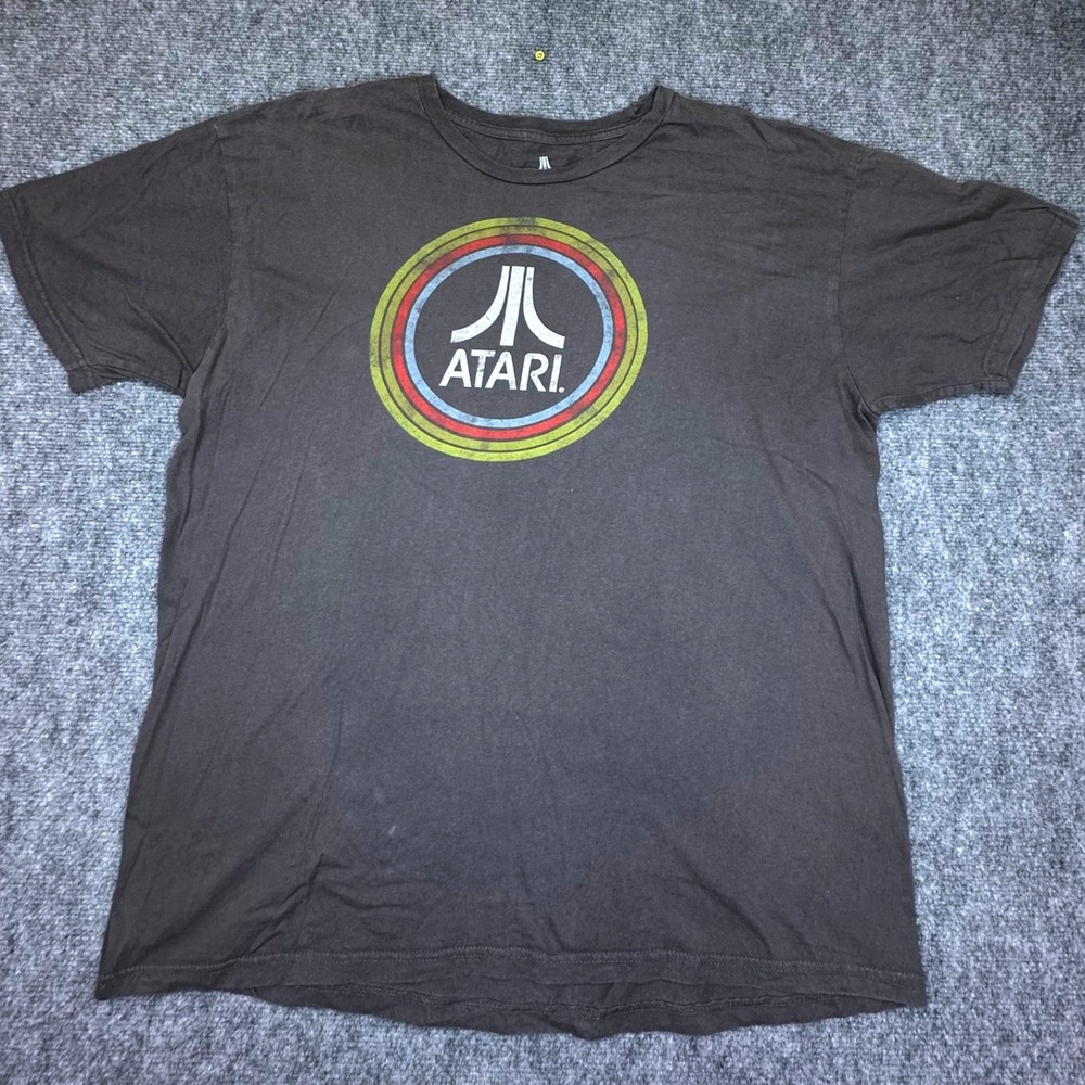 Atari Ripple Junction Graphic T-Shirt Mens XL Charcoal Grey Retro Gaming Logo